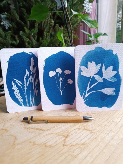 Carte Cyanotype Botanique - Fait Main 