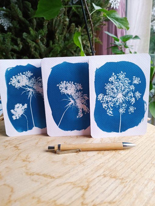 Carte Cyanotype Botanique - Fait Main 