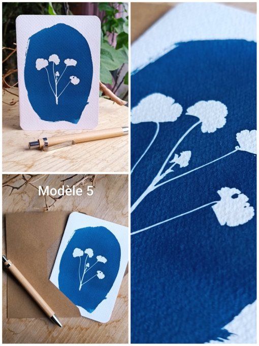 Carte Cyanotype Botanique - Fait Main 