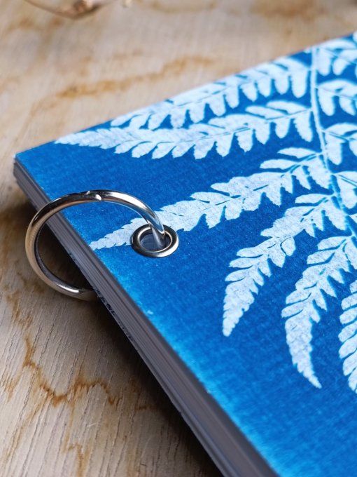 Carnet de notes / Agenda rechargeable A6 - Cyanotype Fougère - Fait Main  