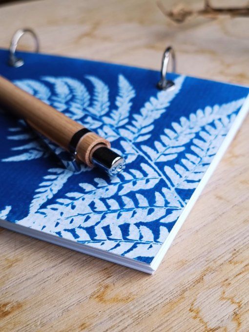 Carnet de notes / Agenda rechargeable A6 - Cyanotype Fougère - Fait Main  