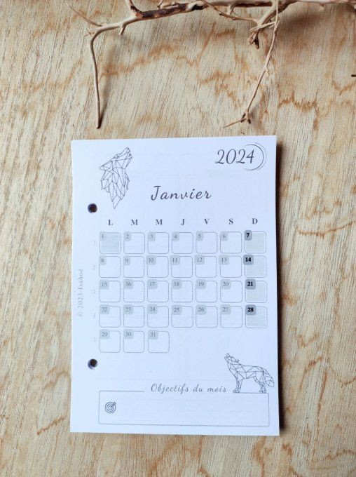 Recharge : Calendrier annuel + mensuels  2024 