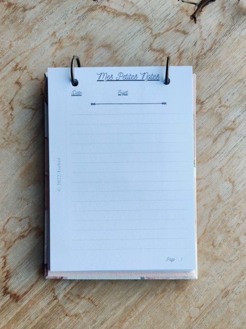 Bloc Notes " Doux pétales " Fait Main en papier - Rechargeable 