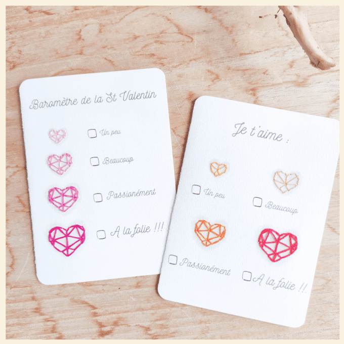 Carte St VALENTIN - Baromètre de la St VALENTIN - Brodée Main 