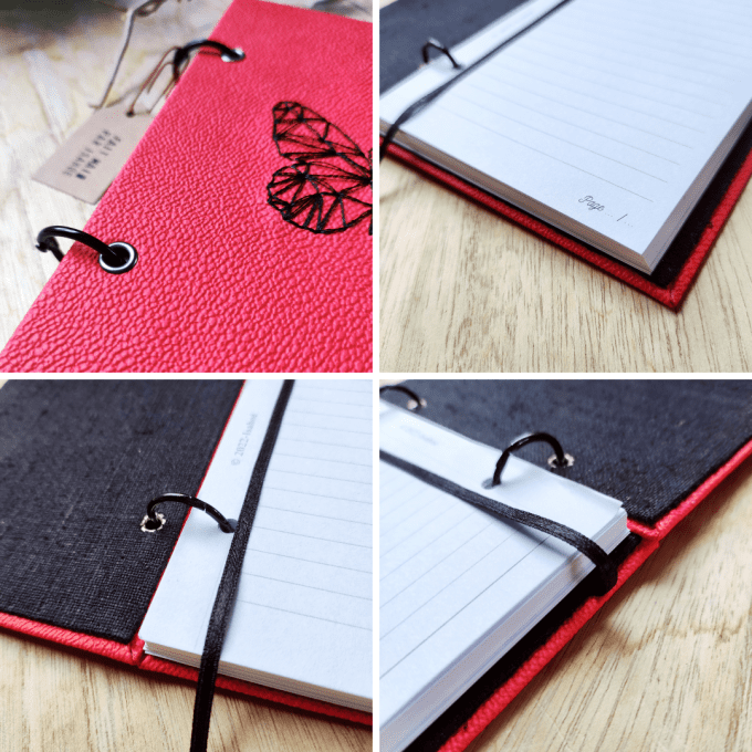 Carnet de notes ou Agenda " Le Papillon " Fait Main en simili - Brodé main - Rechargeable