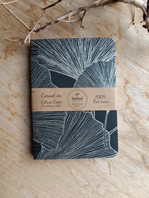 Carnet Reliure Copte - Gingko - Fait Main 