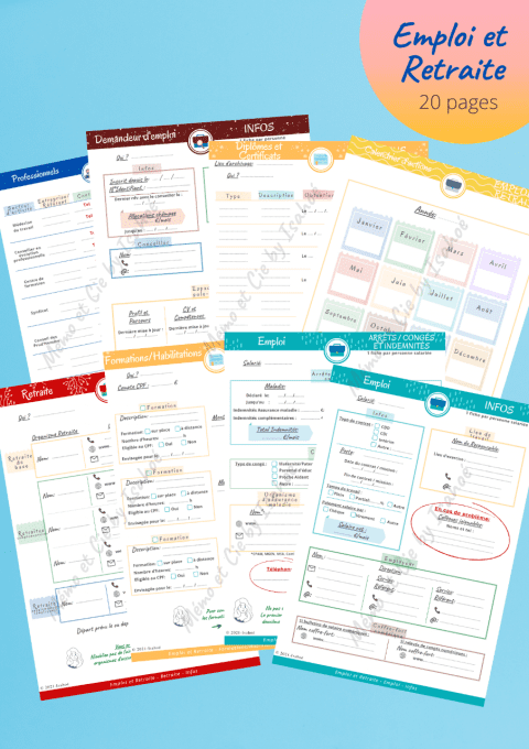 Mémo Familial- 3 catégories : Finances / Emploi et Retraite / Loisirs - 53 pages