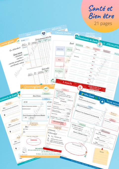 Mémo Familial - 3 catégories : Assurance / Santé/ Moyens de transport - 55 pages